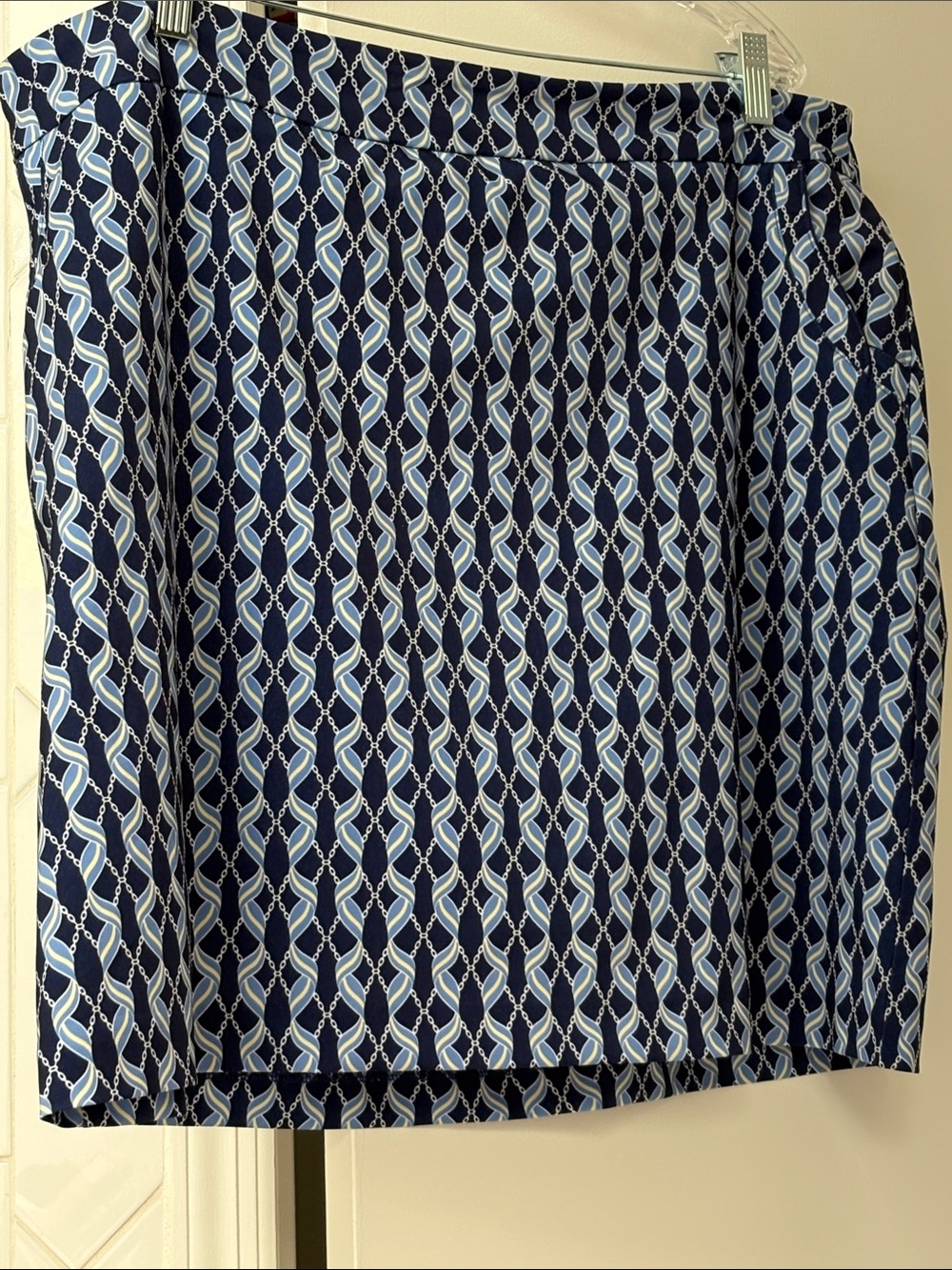 Navy Blue Geometric Print Women's Golf Skort